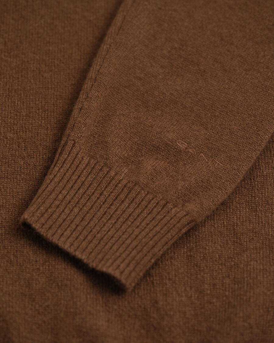 maglione in cashmere con mezza zip - marrone mogano