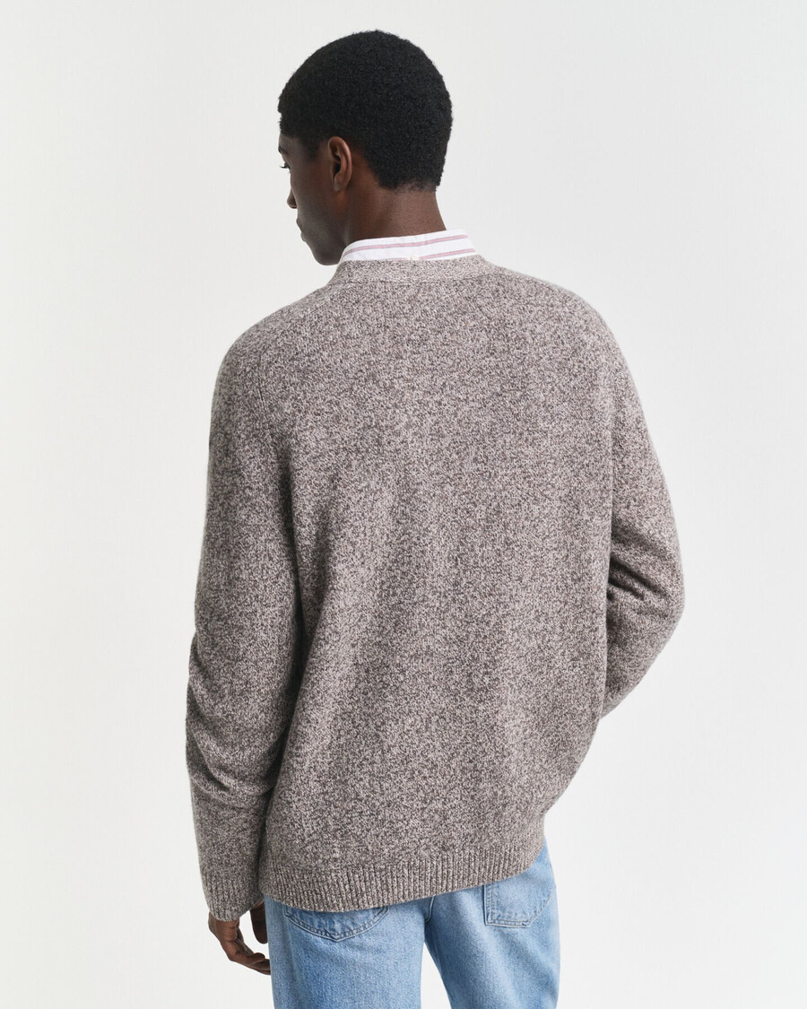 cardigan in misto lana mouliné - marrone melange