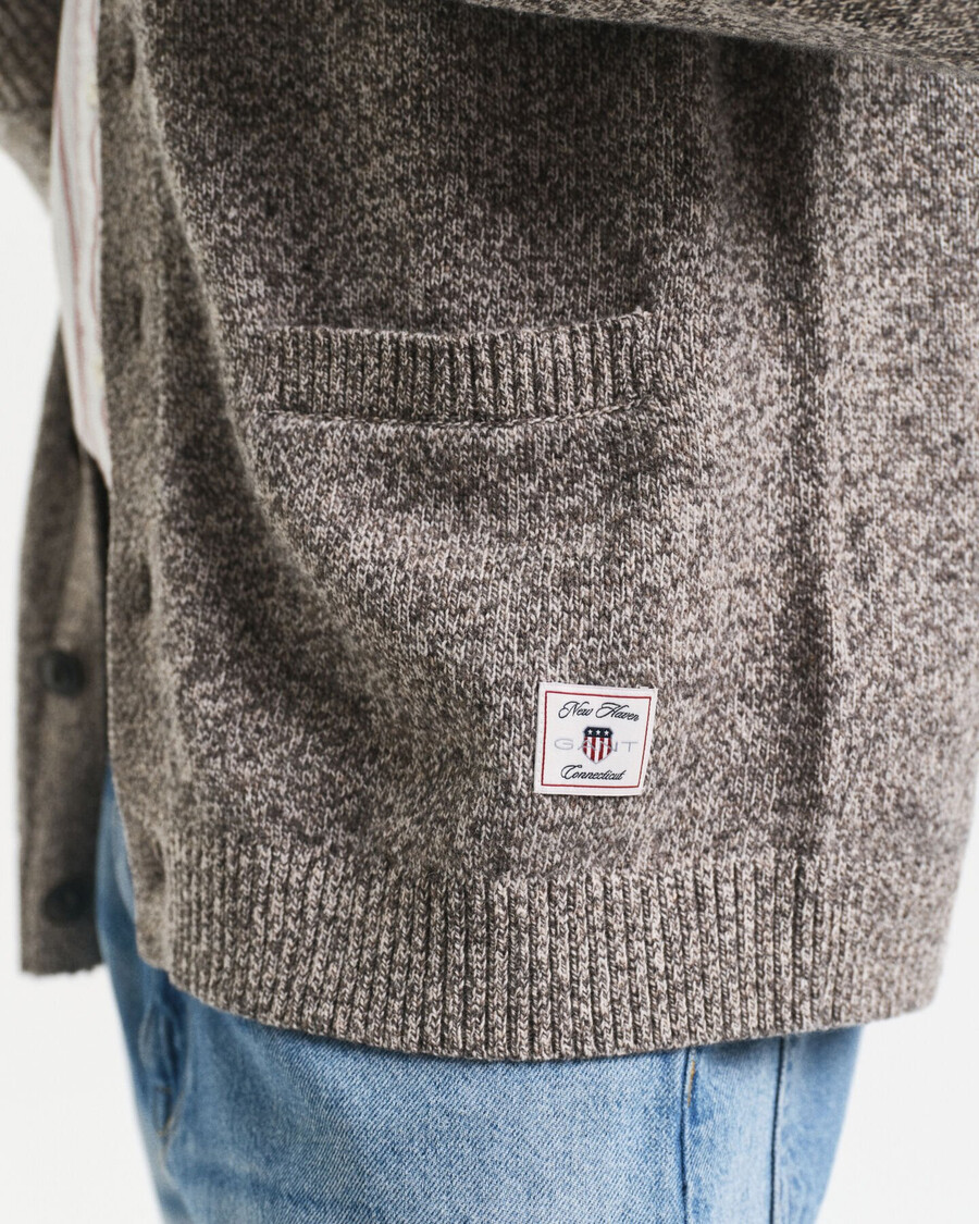 cardigan in misto lana mouliné - marrone melange