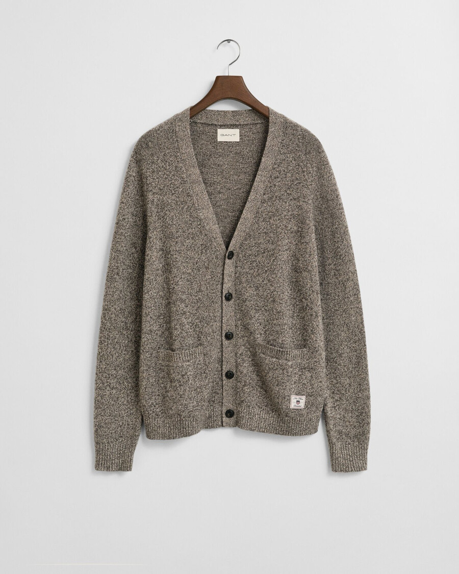 cardigan in misto lana mouliné - marrone melange