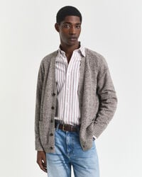 cardigan in misto lana mouliné - marrone melange