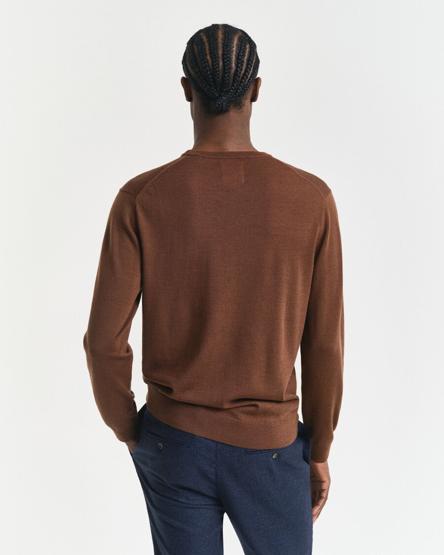 maglione girocollo in lana merino - marrone mogano