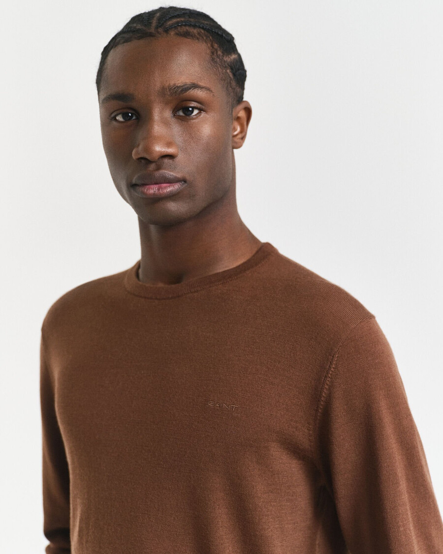 maglione girocollo in lana merino - marrone mogano