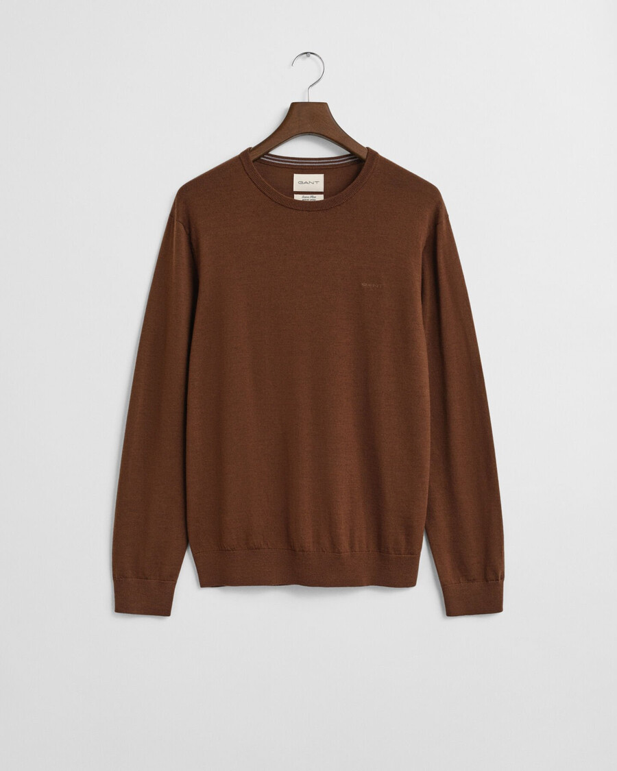 maglione girocollo in lana merino - marrone mogano