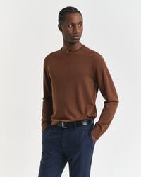 maglione girocollo in lana merino - marrone mogano
