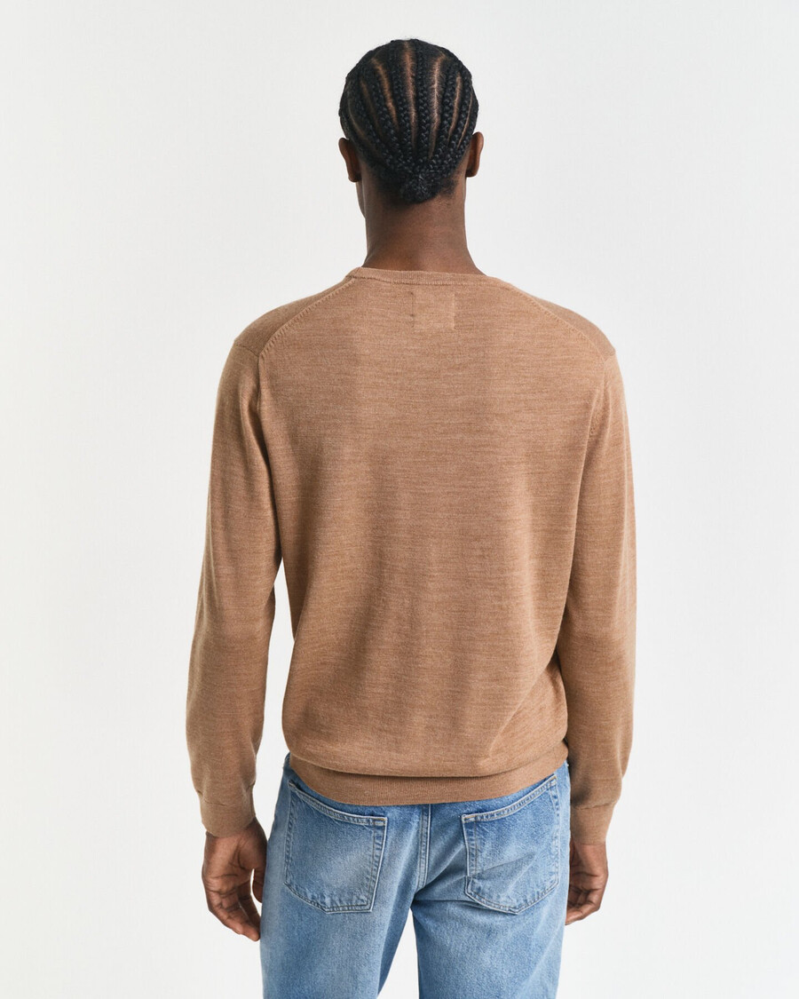 maglione girocollo in lana merino - dk sand melange