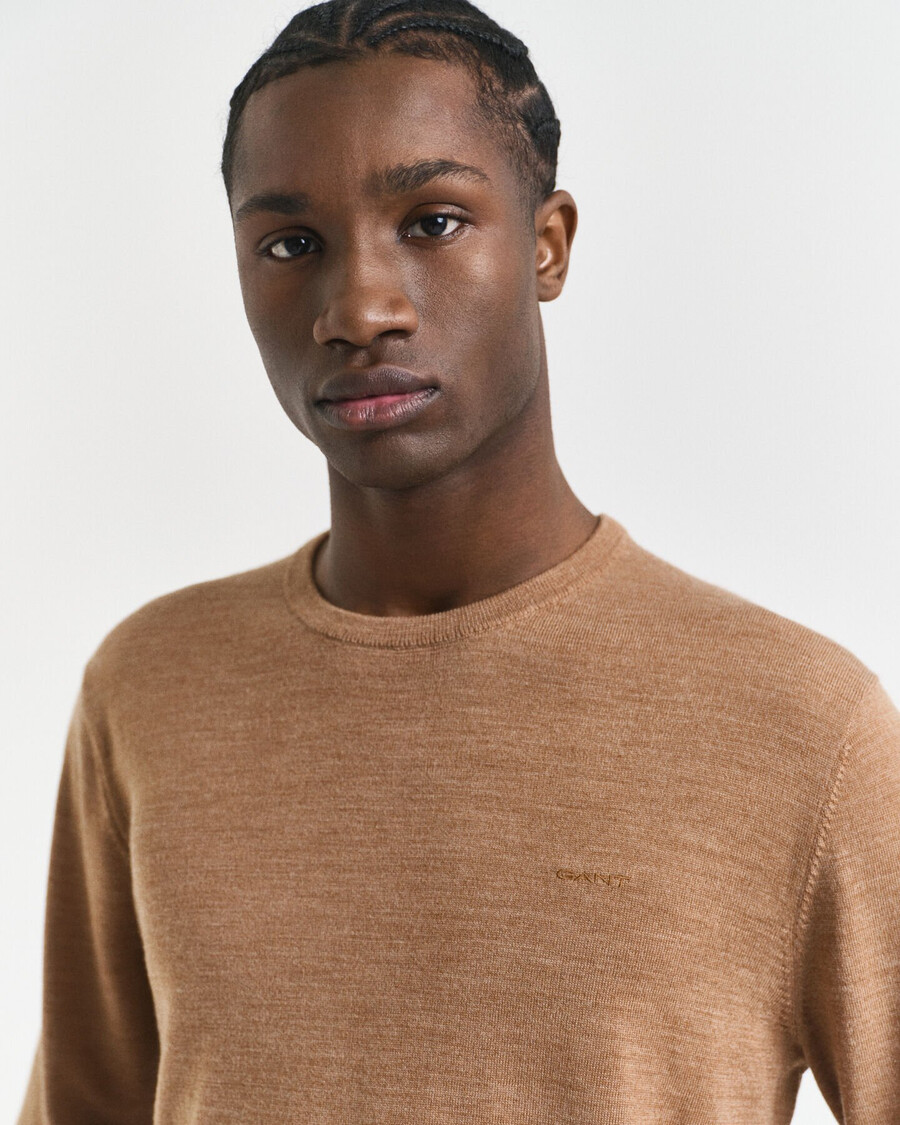 maglione girocollo in lana merino - dk sand melange