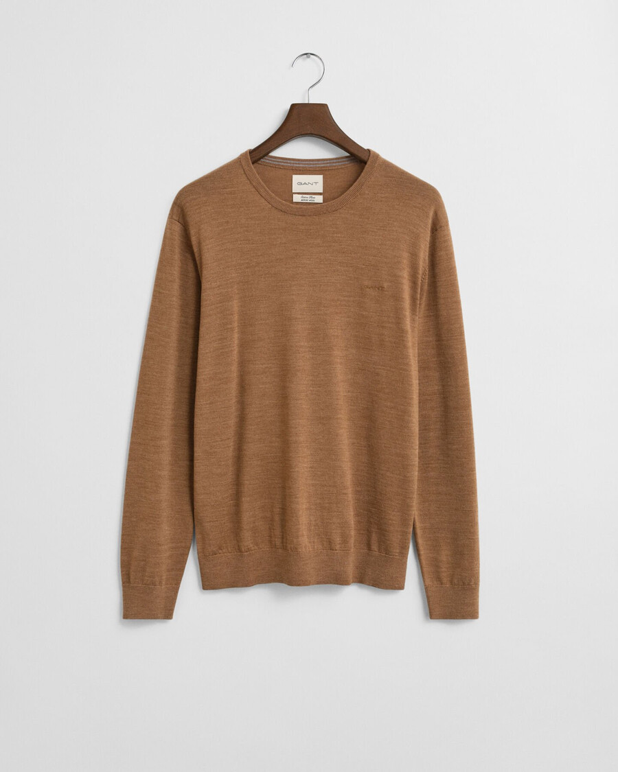 maglione girocollo in lana merino - dk sand melange