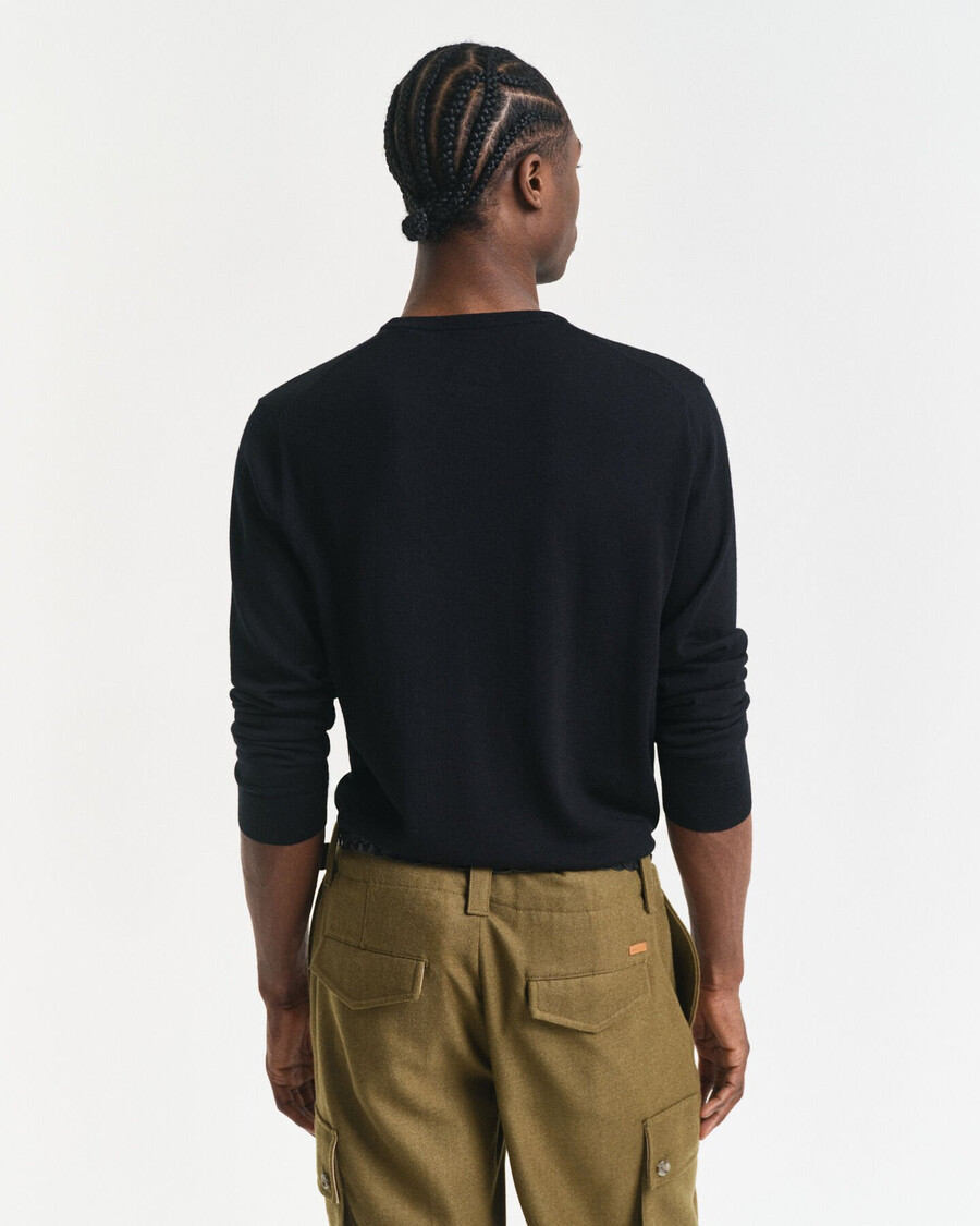maglione girocollo in lana merino - nero