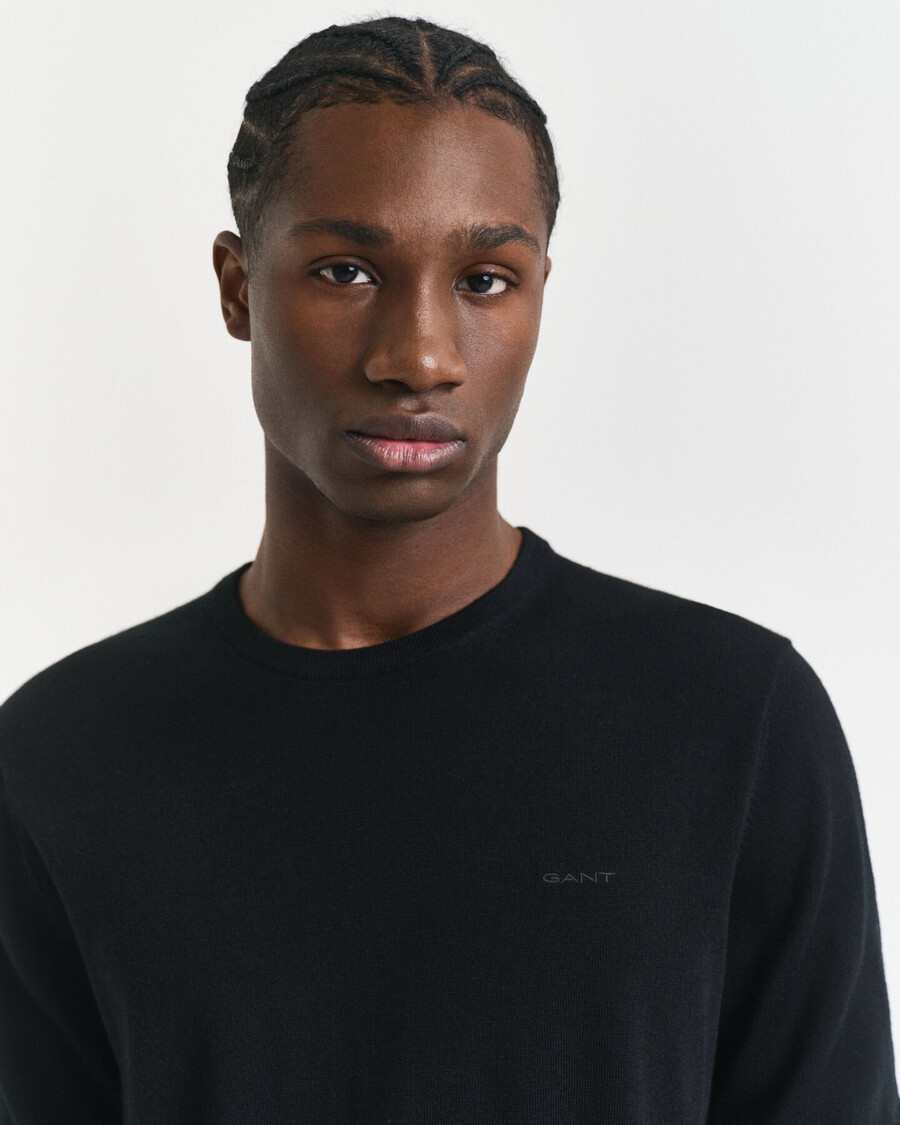 maglione girocollo in lana merino - nero