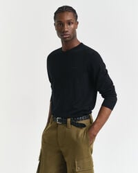 maglione girocollo in lana merino - nero