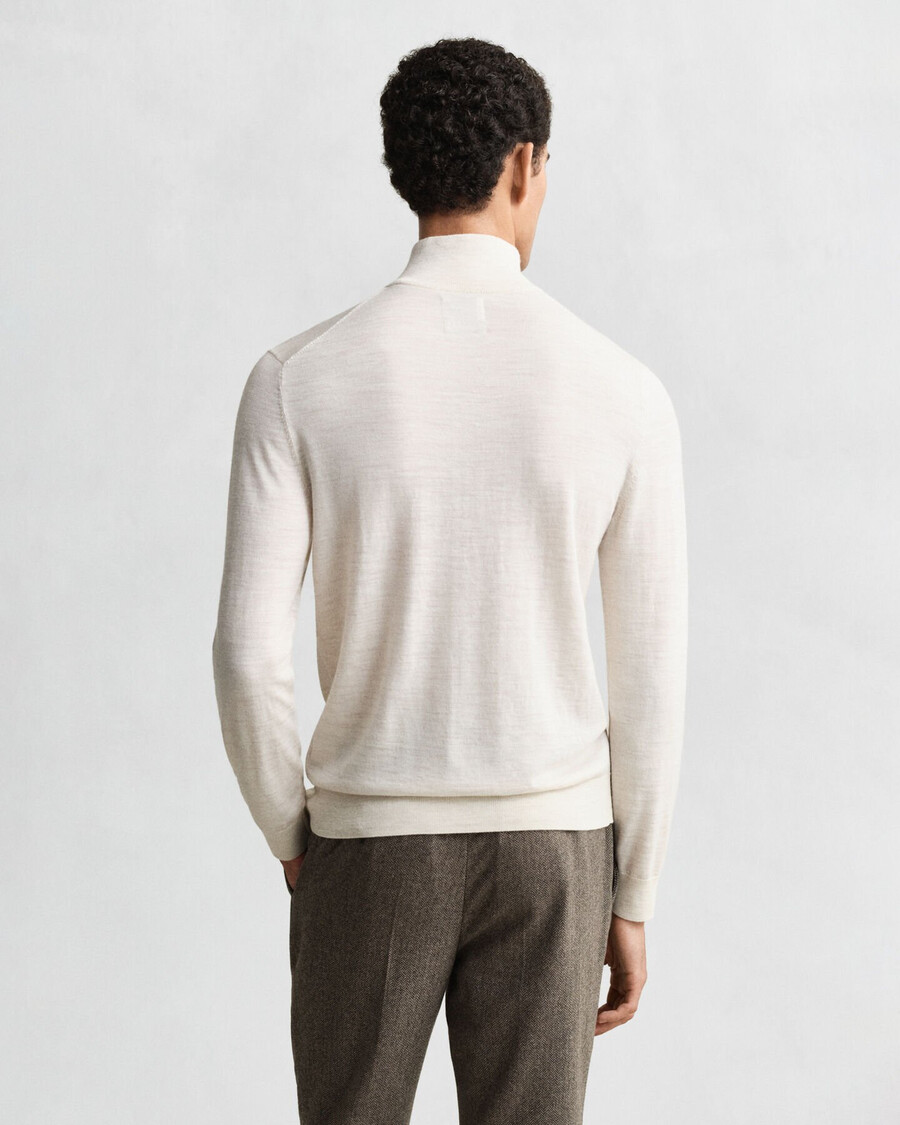 maglione con mezza zip in lana merino extra fine - seed melange