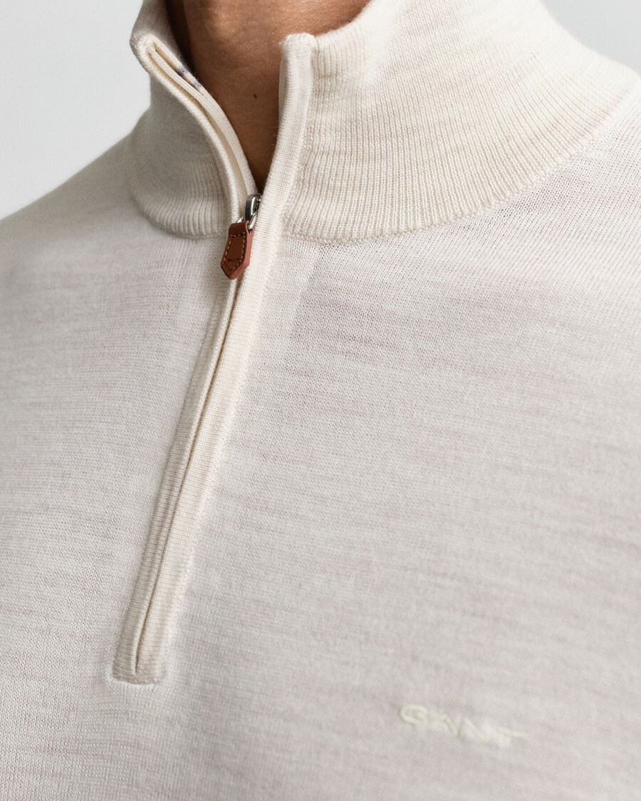 maglione con mezza zip in lana merino extra fine - seed melange