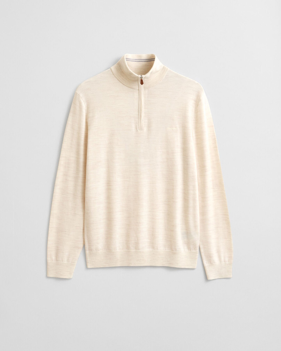 maglione con mezza zip in lana merino extra fine - seed melange