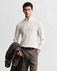 maglione con mezza zip in lana merino extra fine - seed melange