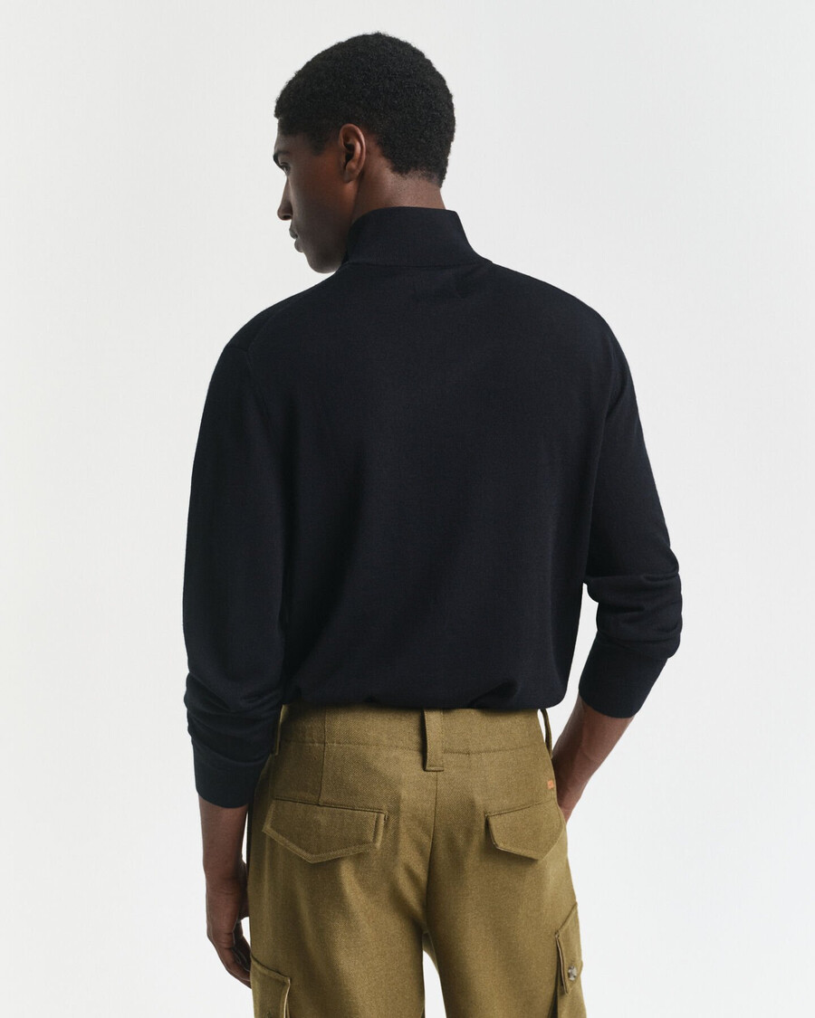 maglione con mezza zip in lana merino extra fine - nero