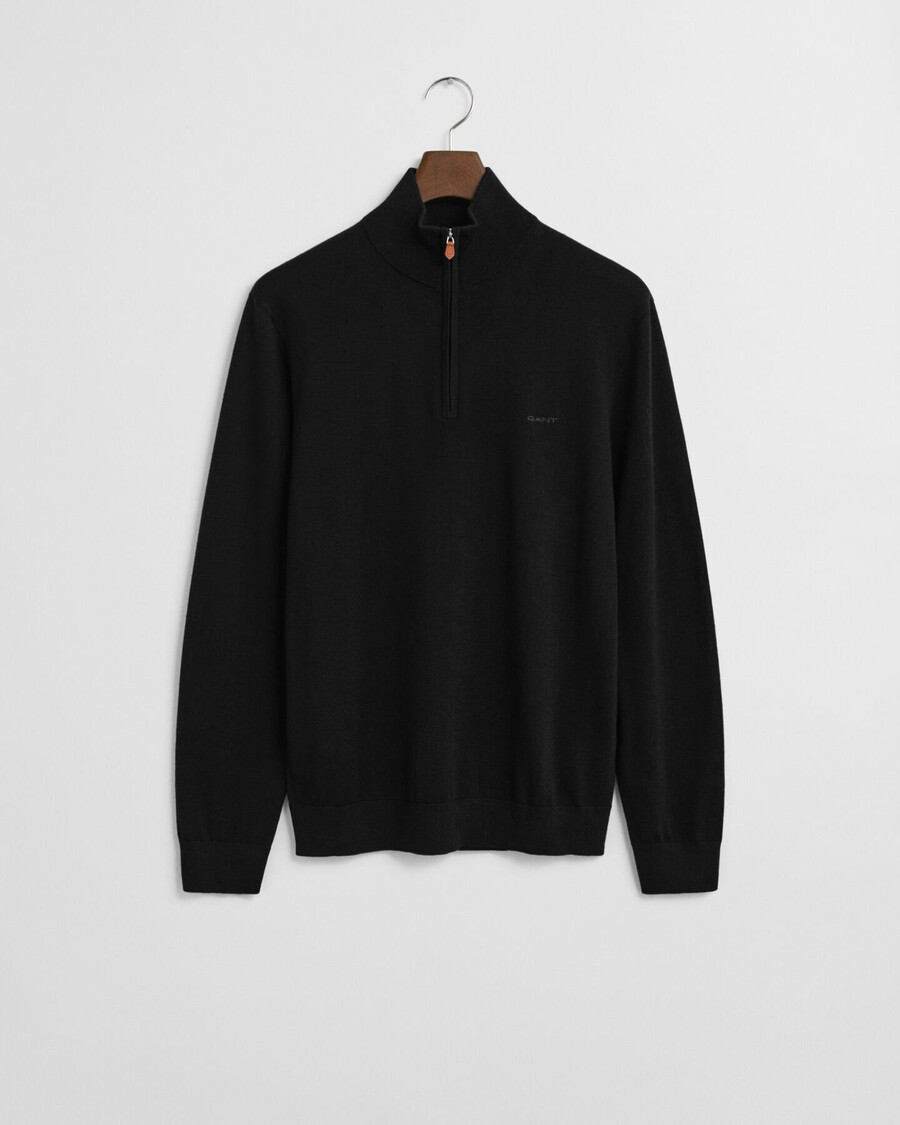 maglione con mezza zip in lana merino extra fine - nero