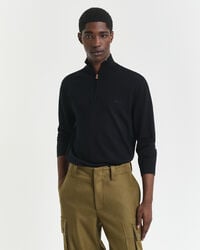 maglione con mezza zip in lana merino extra fine - nero