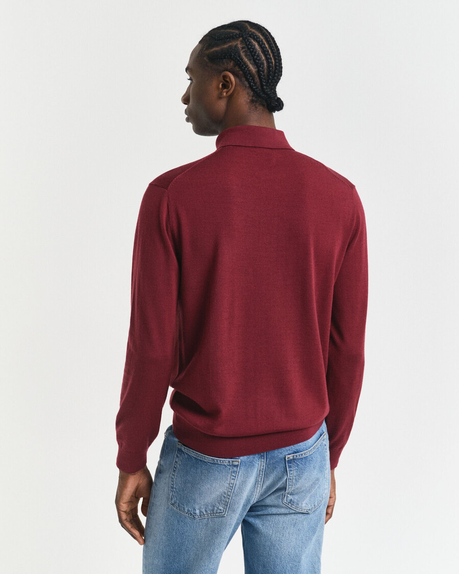 maglione polo in lana merino extra fine - rosso arricciato