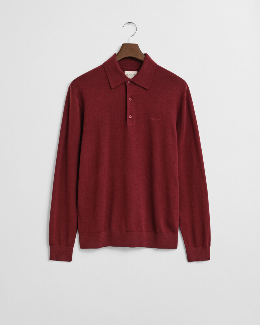 maglione polo in lana merino extra fine - rosso arricciato