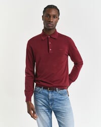 maglione polo in lana merino extra fine - rosso arricciato