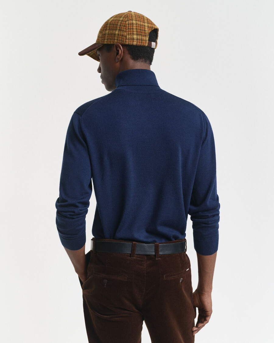 maglione a collo alto in lana merino extra fine - marine