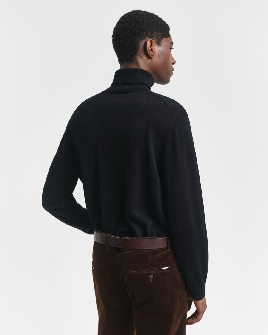 maglione a collo alto in lana merino extra fine - nero