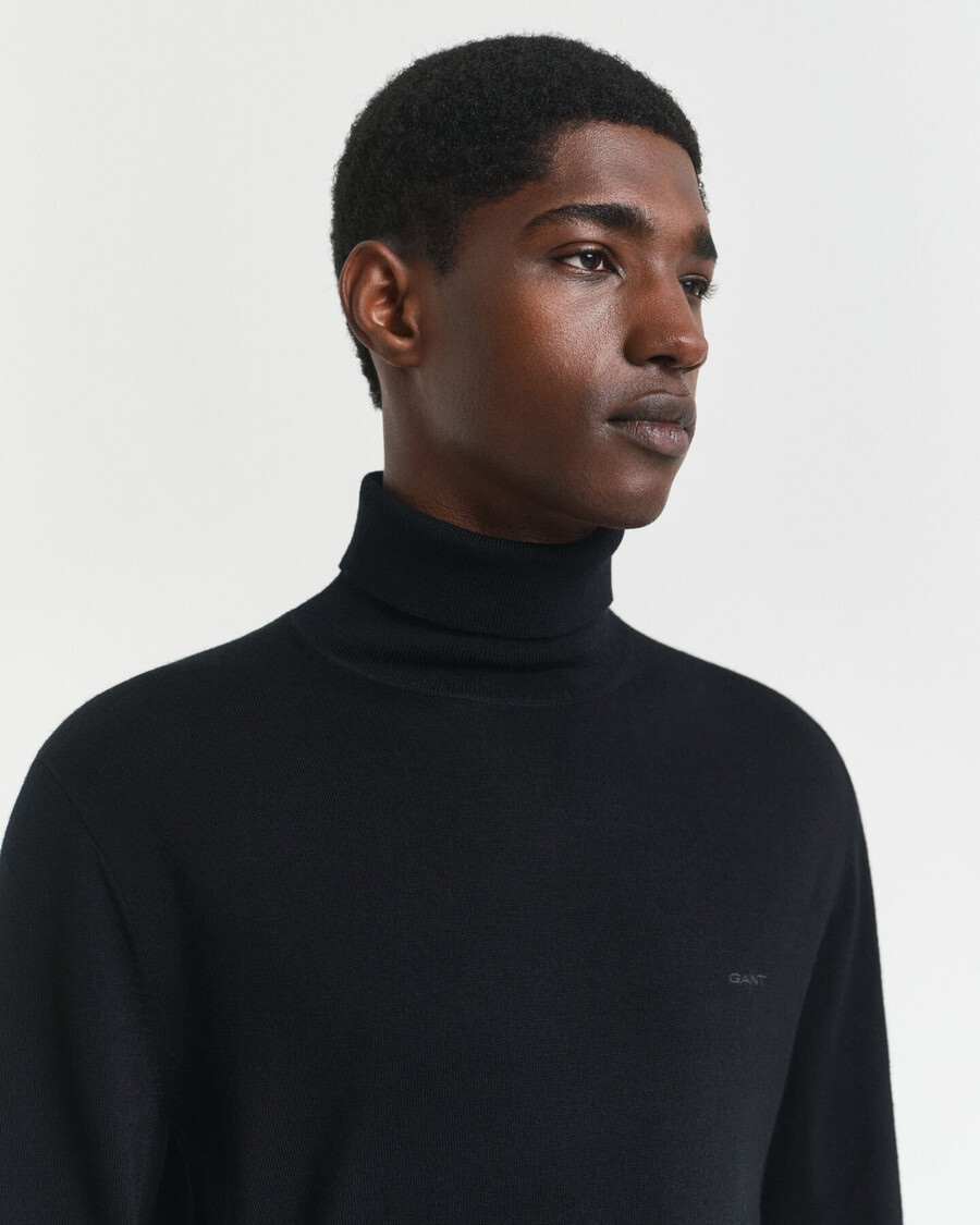 maglione a collo alto in lana merino extra fine - nero