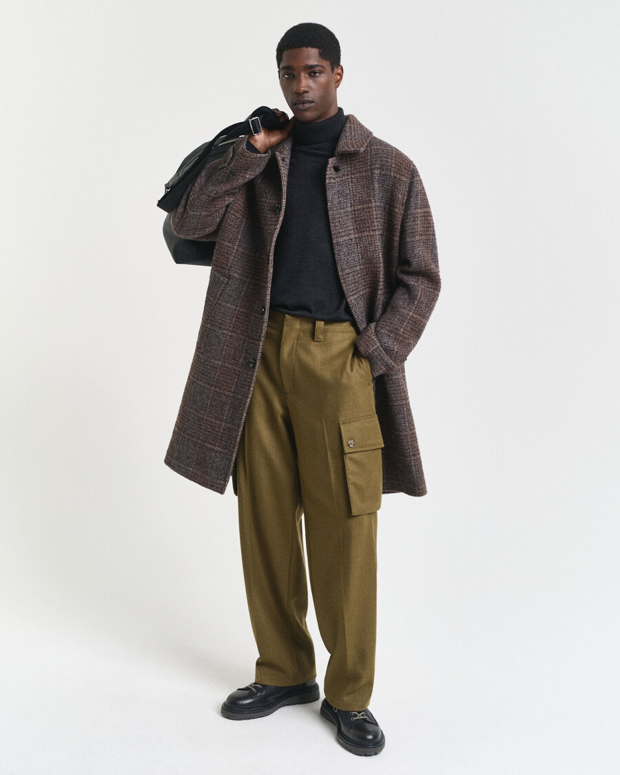 maglione a collo alto in lana merino extra fine - melange antracite scuro