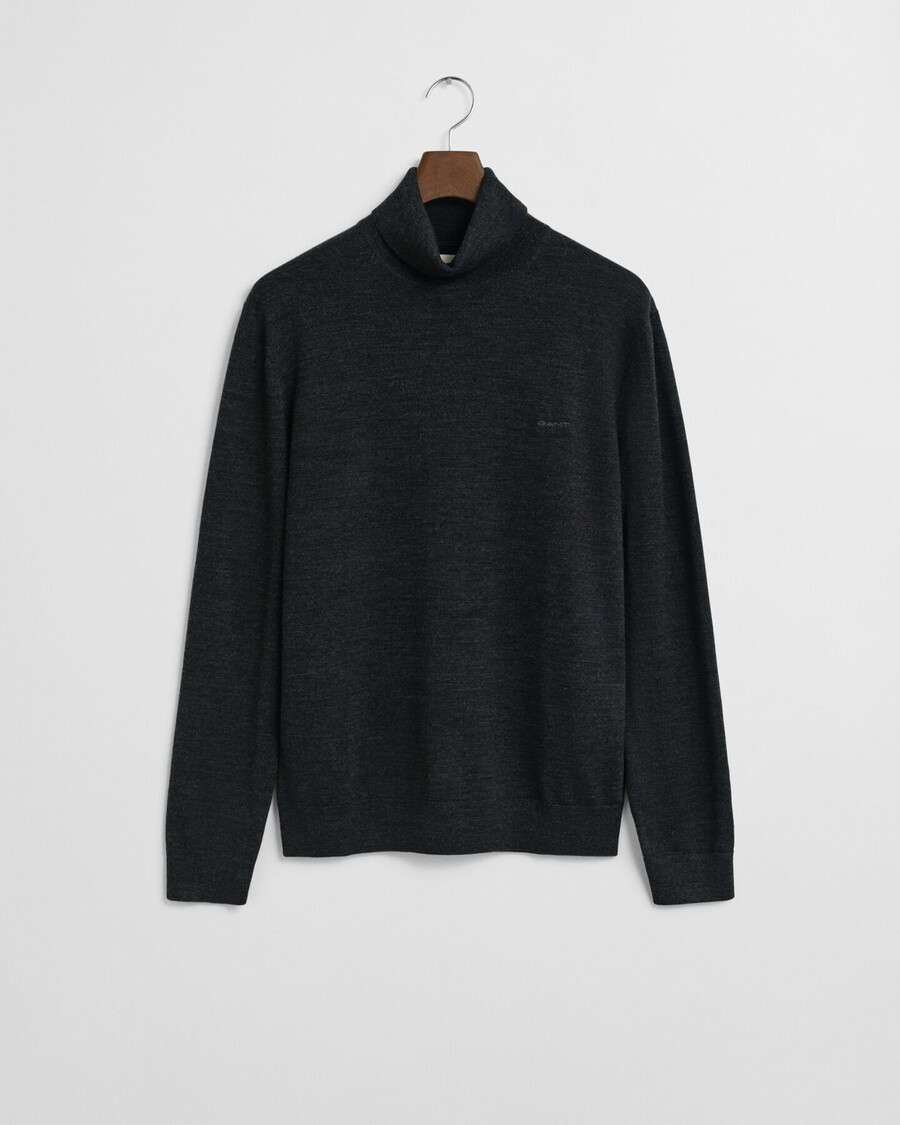 maglione a collo alto in lana merino extra fine - melange antracite scuro