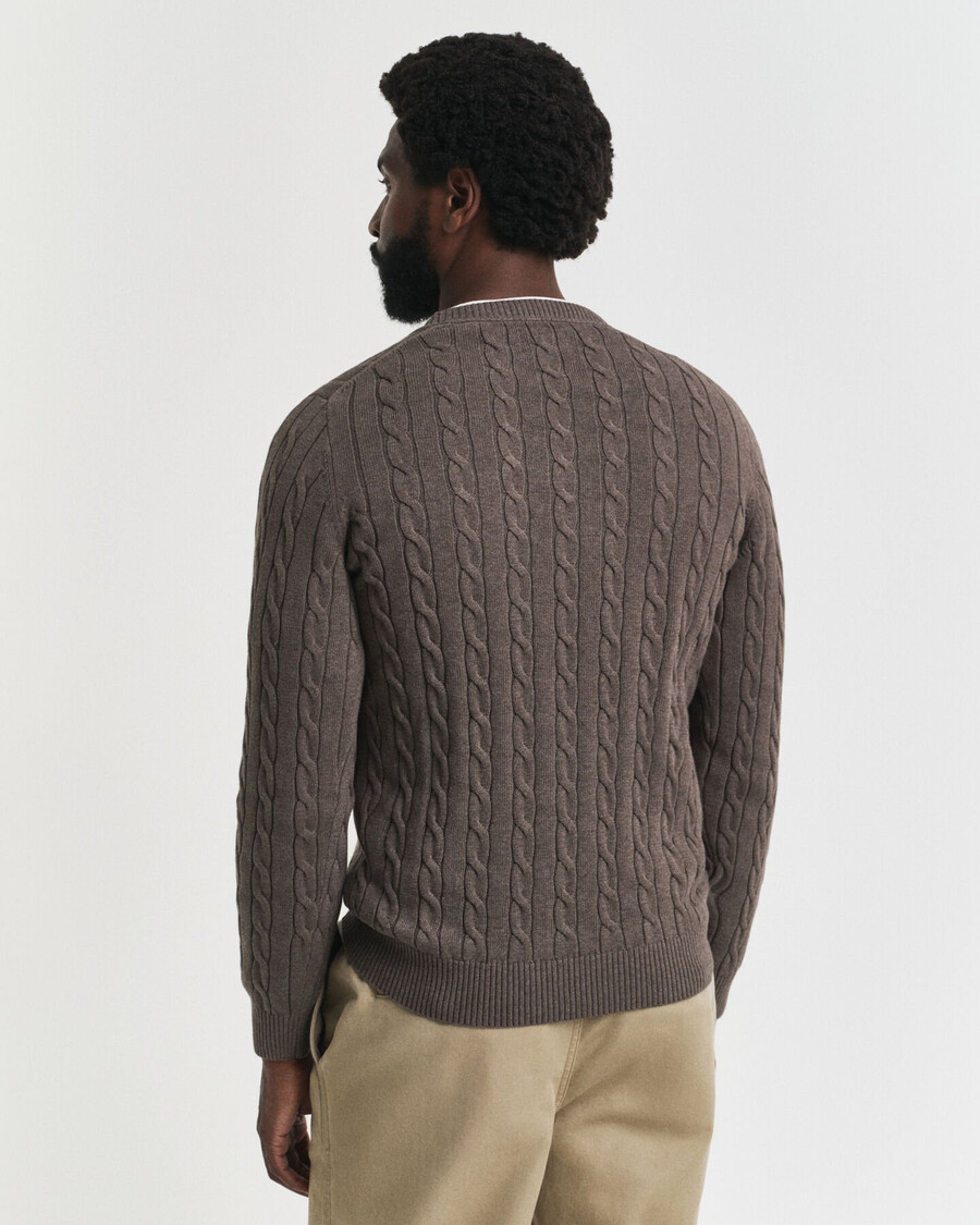 maglione girocollo in maglia di cotone a trecce - seawood melange