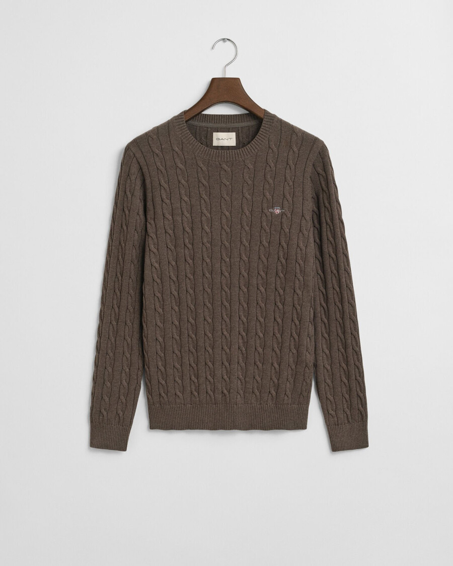 maglione girocollo in maglia di cotone a trecce - seawood melange