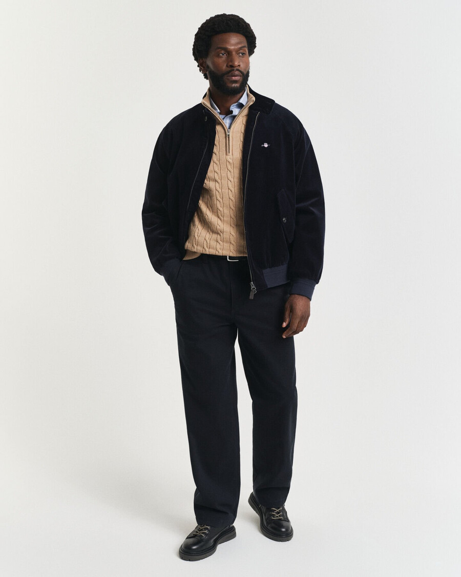 maglione in maglia di cotone con mezza zip - cachi melange