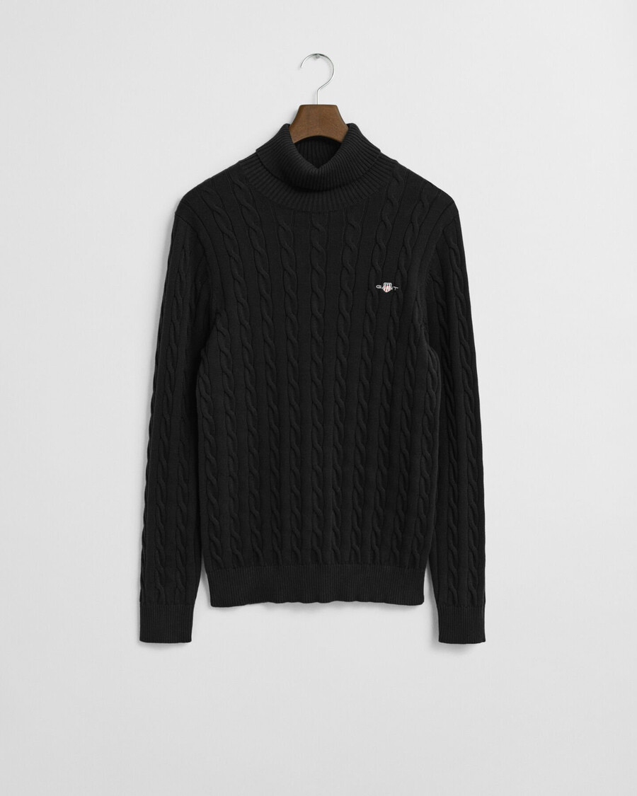 maglione a collo alto in maglia di cotone - blu sera