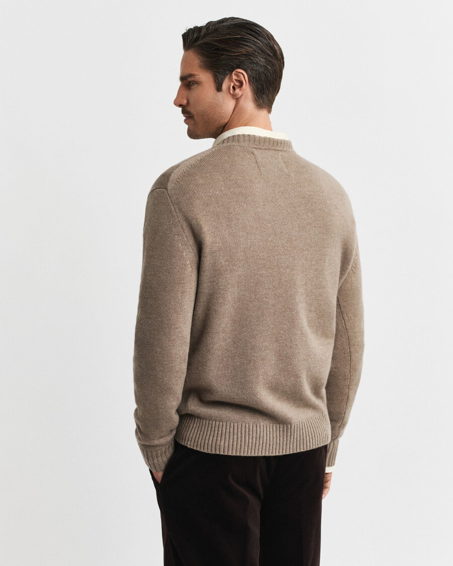 maglione girocollo in misto cashmere - sabbia scura melange