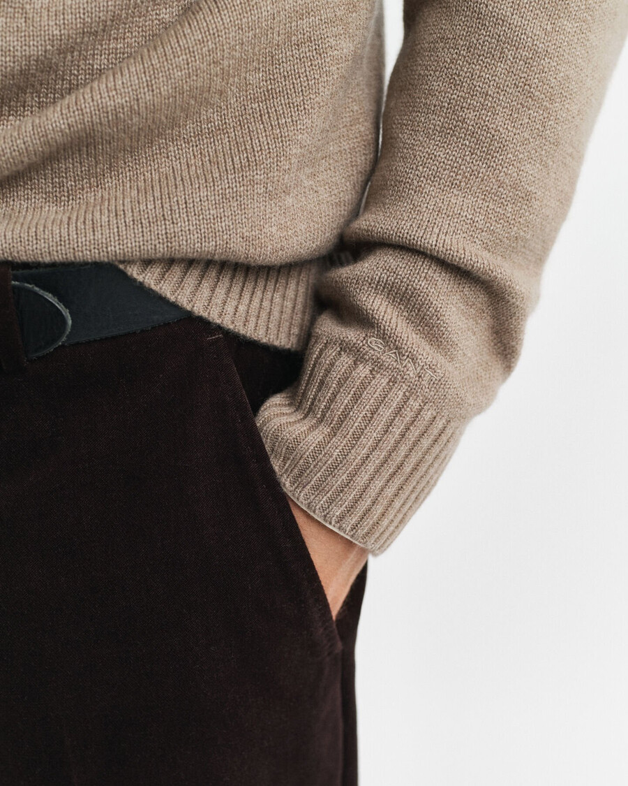 maglione girocollo in misto cashmere - sabbia scura melange