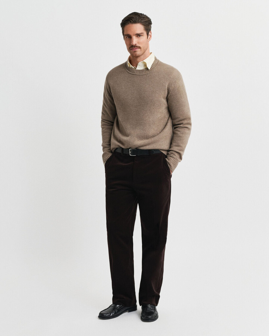 maglione girocollo in misto cashmere - sabbia scura melange
