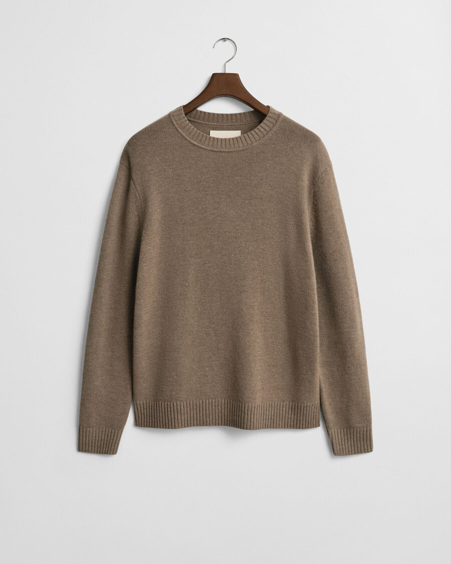 maglione girocollo in misto cashmere - sabbia scura melange