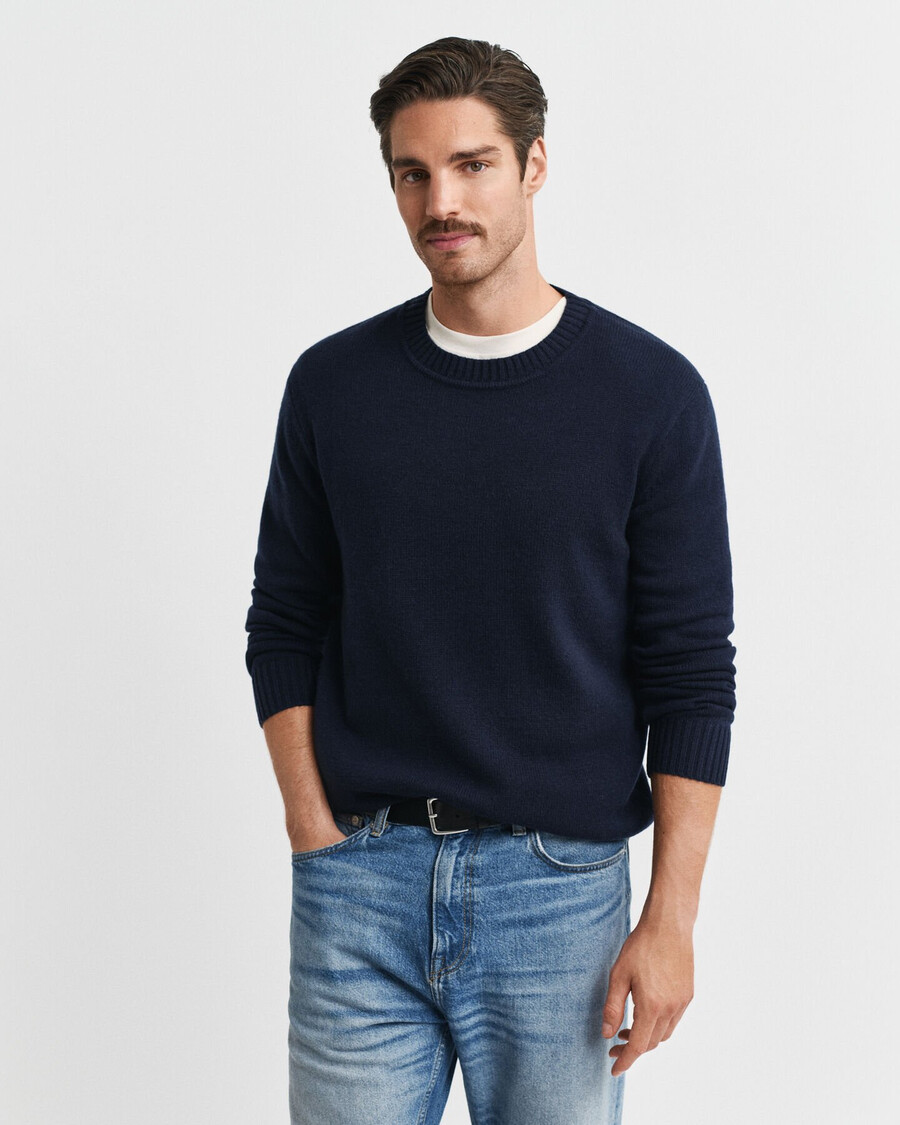 maglione girocollo in misto cashmere - blu sera