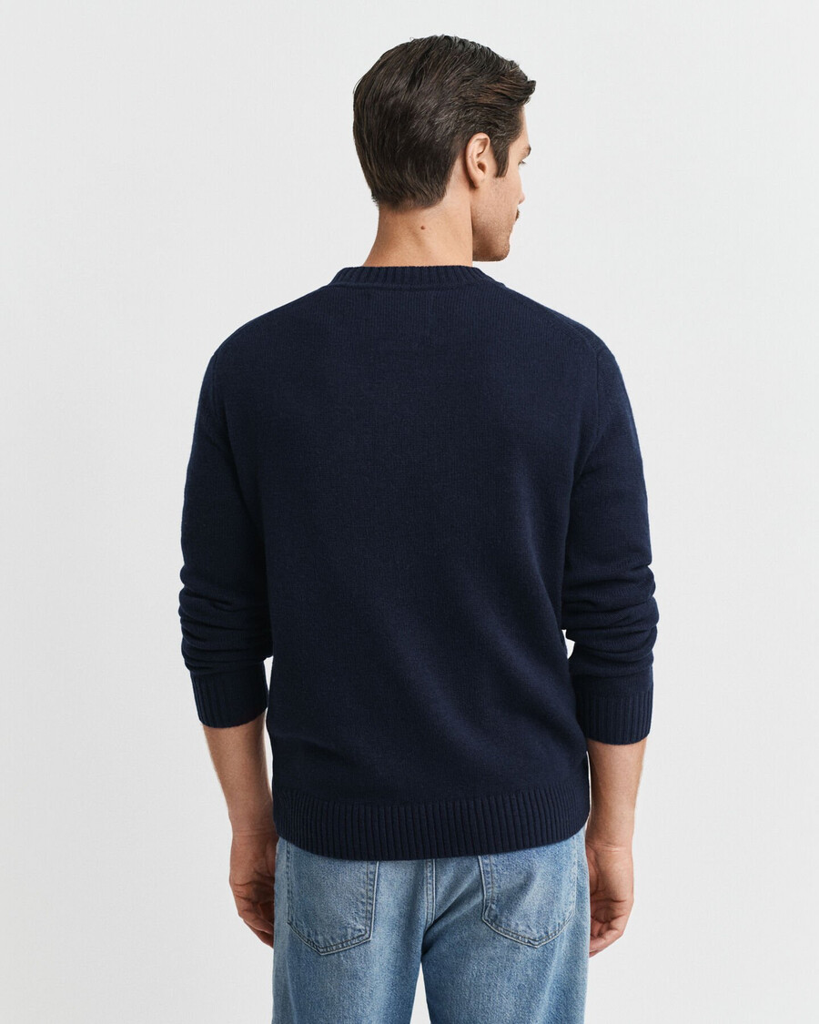 maglione girocollo in misto cashmere - blu sera