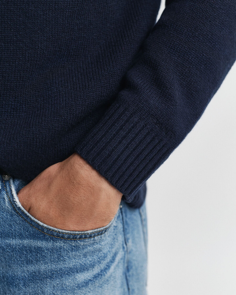 maglione girocollo in misto cashmere - blu sera