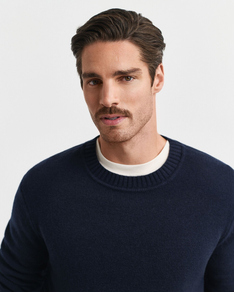 maglione girocollo in misto cashmere - blu sera