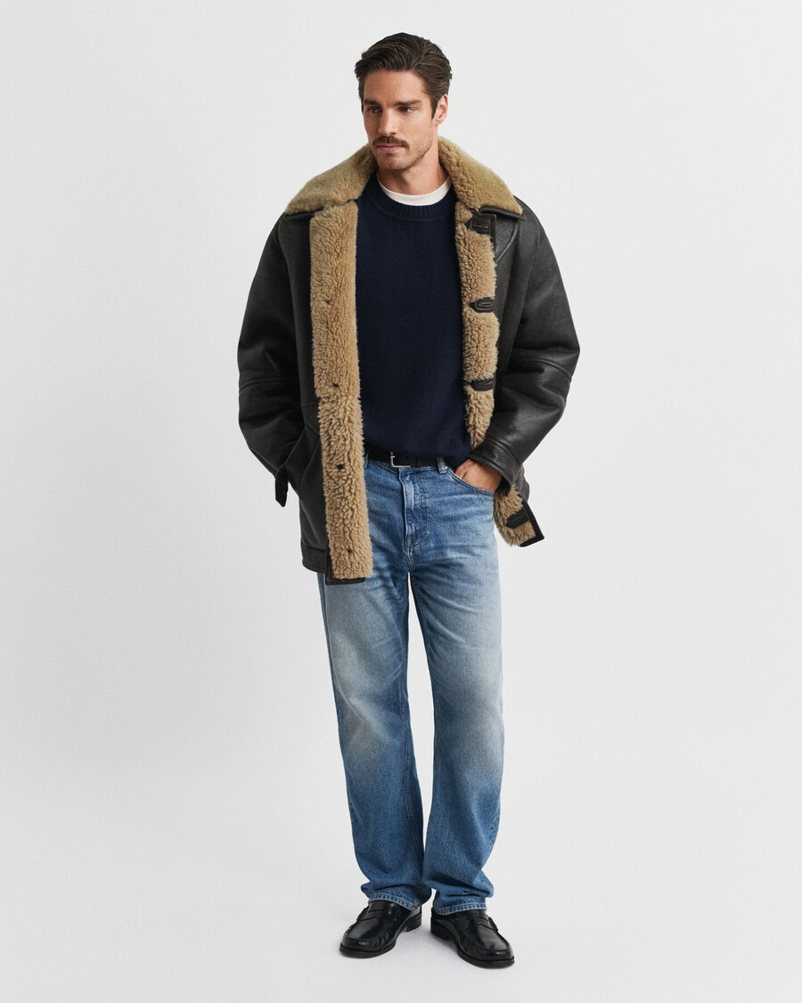 maglione girocollo in misto cashmere - blu sera