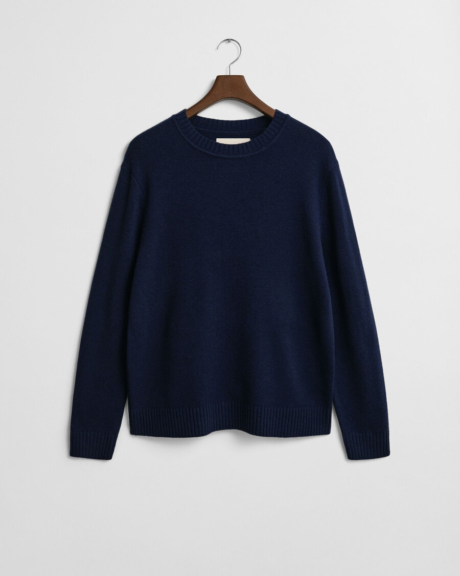 maglione girocollo in misto cashmere - blu sera