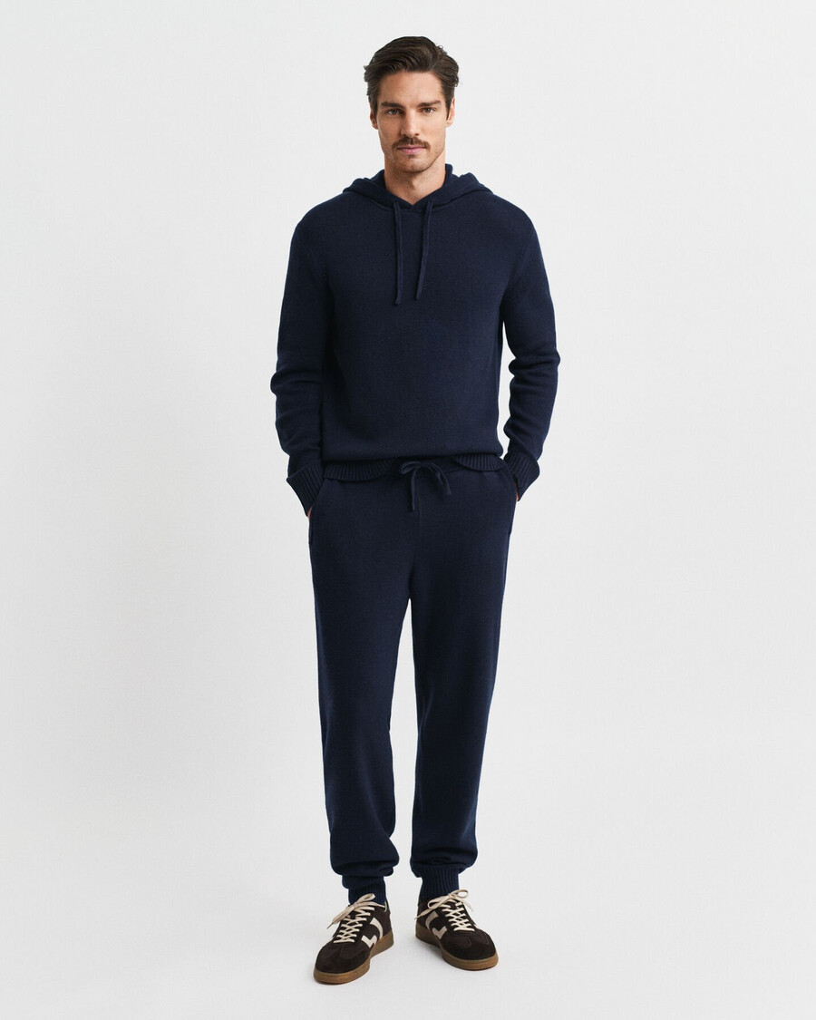 pantaloni in maglia di misto cashmere - blu sera