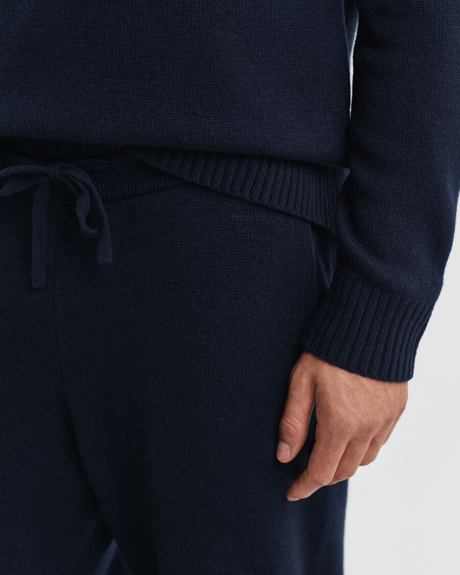 pantaloni in maglia di misto cashmere - blu sera