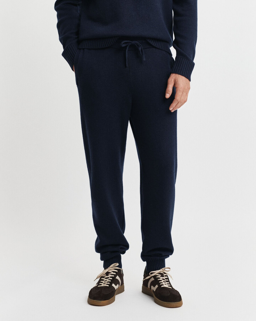 pantaloni in maglia di misto cashmere - blu sera