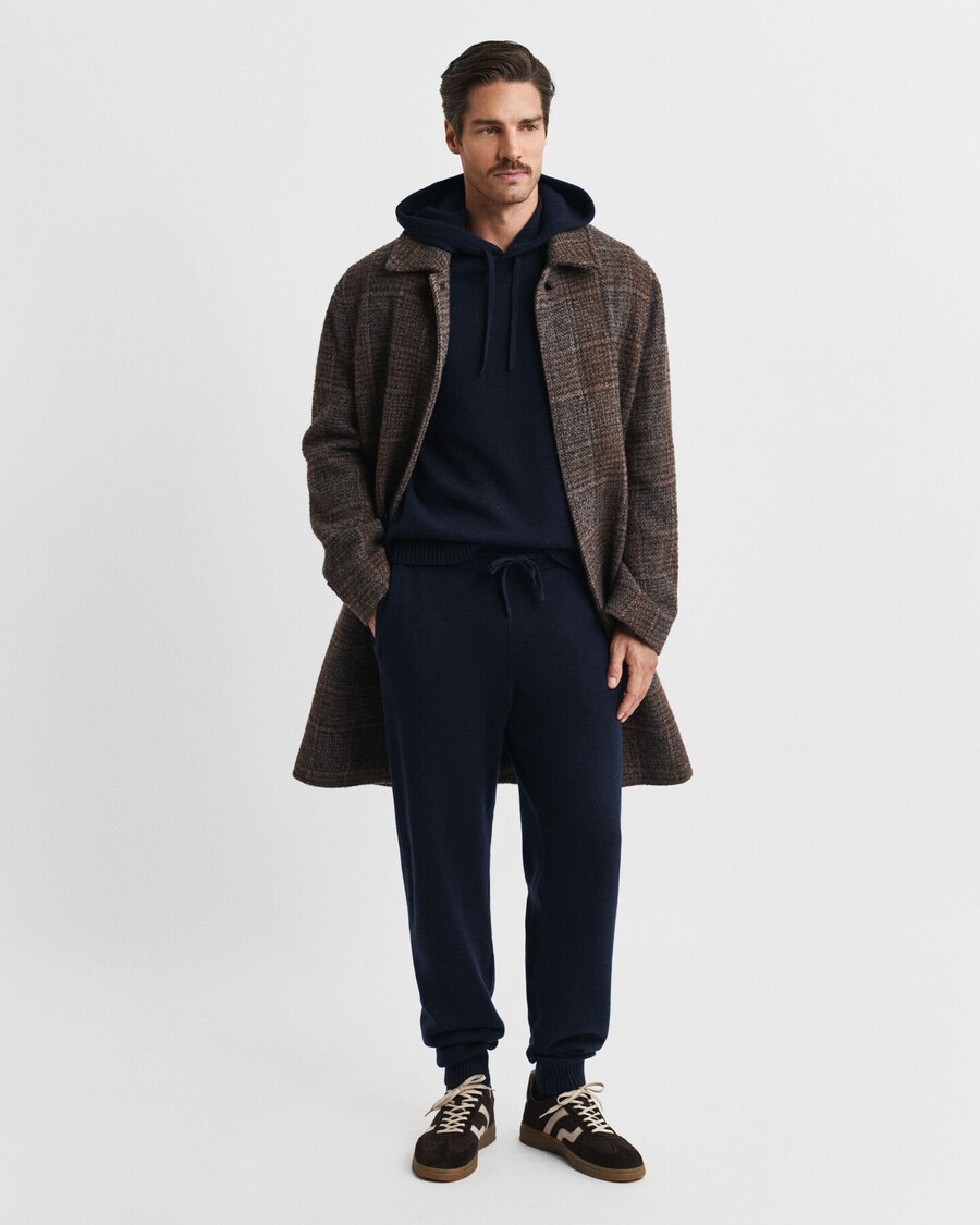 pantaloni in maglia di misto cashmere - blu sera