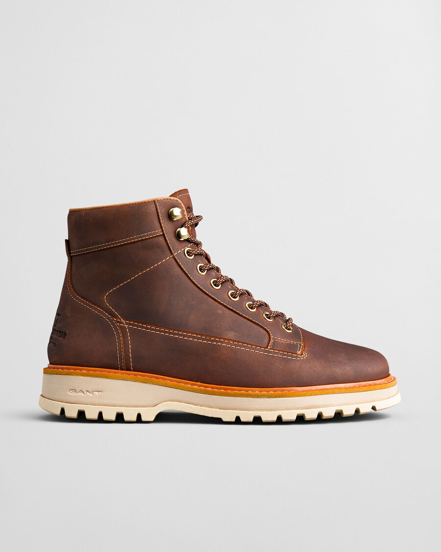 stivali in pelle con lacci clafton - whiskey brown