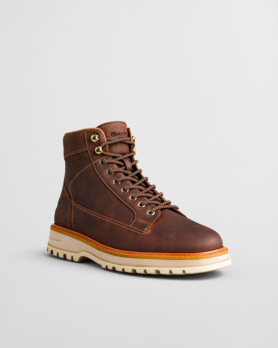 stivali in pelle con lacci clafton - whiskey brown